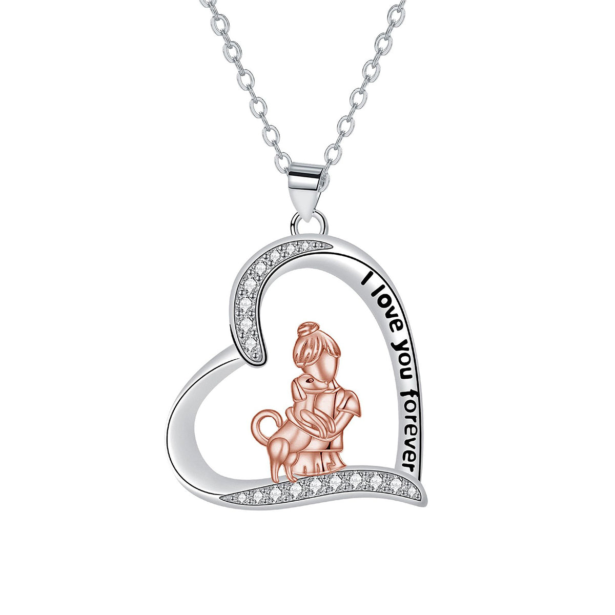 Copper With Silver Plated Heart Pendant Necklace