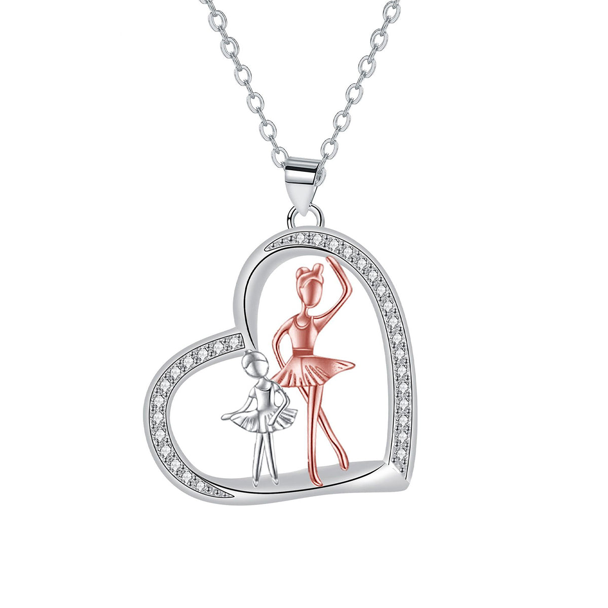 Copper With Silver/Rosegold Plated Heart Pendant Necklace