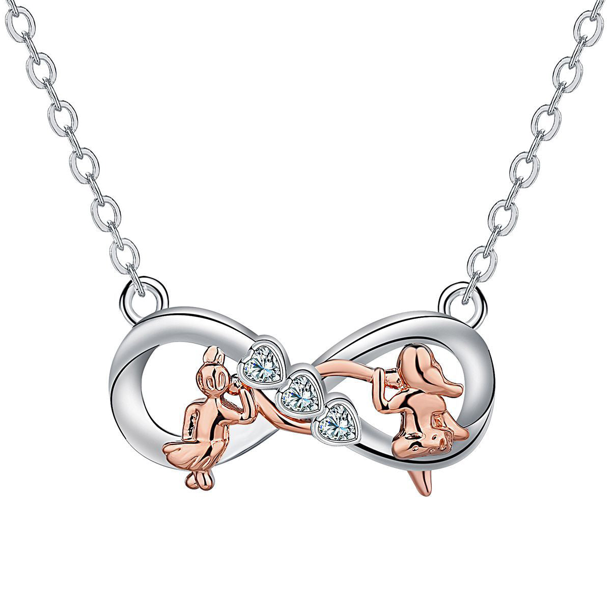 Copper With Silver/Rosegold Plated Infinity Pendant Necklace for Women