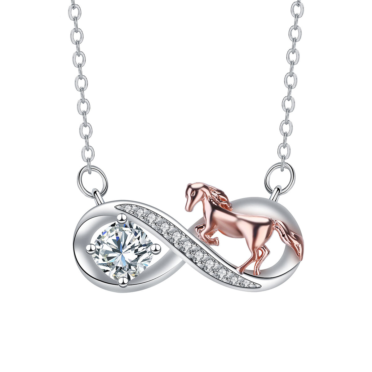 Copper With Silver/Rosegold Plated Infinity Pendant Necklace