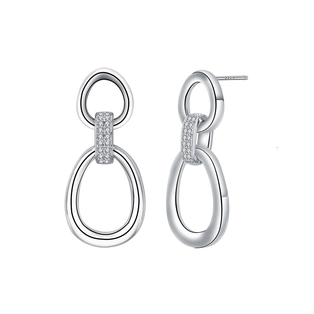 Copper With Silver Plated Fashion Jewelry Earrings