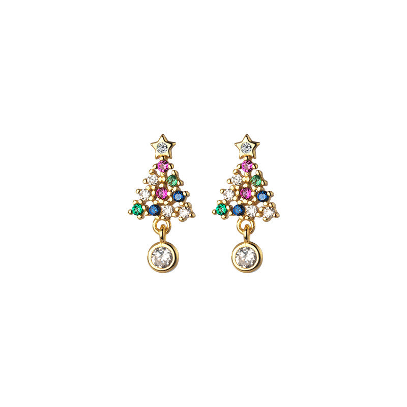 925 Sterling Silver Christmas Tree Festival Earrings