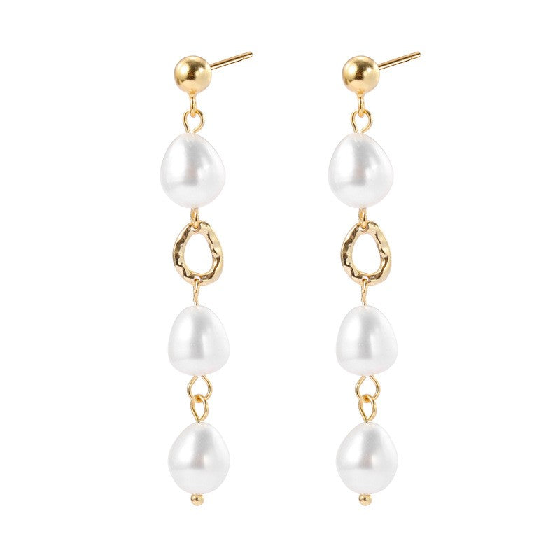 925 Sterling Silver Natural Pearl Earrings Fashion Jewelry Gift for Women Girl
