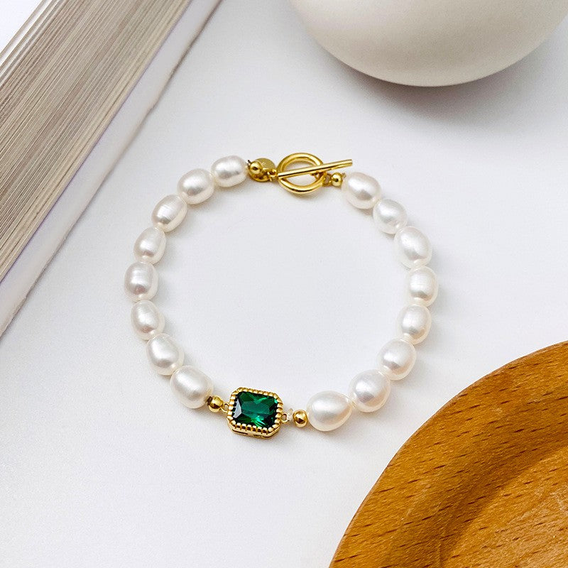 925 Sterling Silver Pearl Bracelet Fashion Jewelry Gift for Women Girls