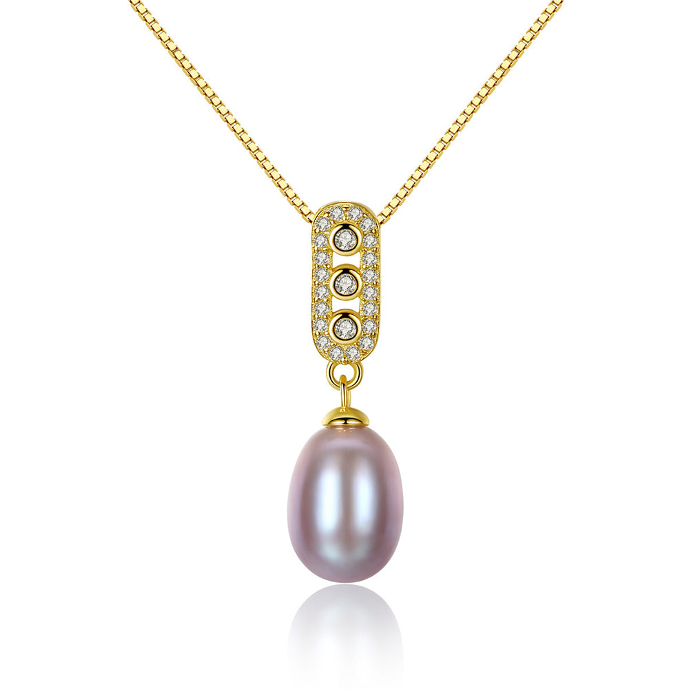 925 Sterling Silver Natural Pearl Drop Necklace Fashion Jewelry Gift for Women Girls