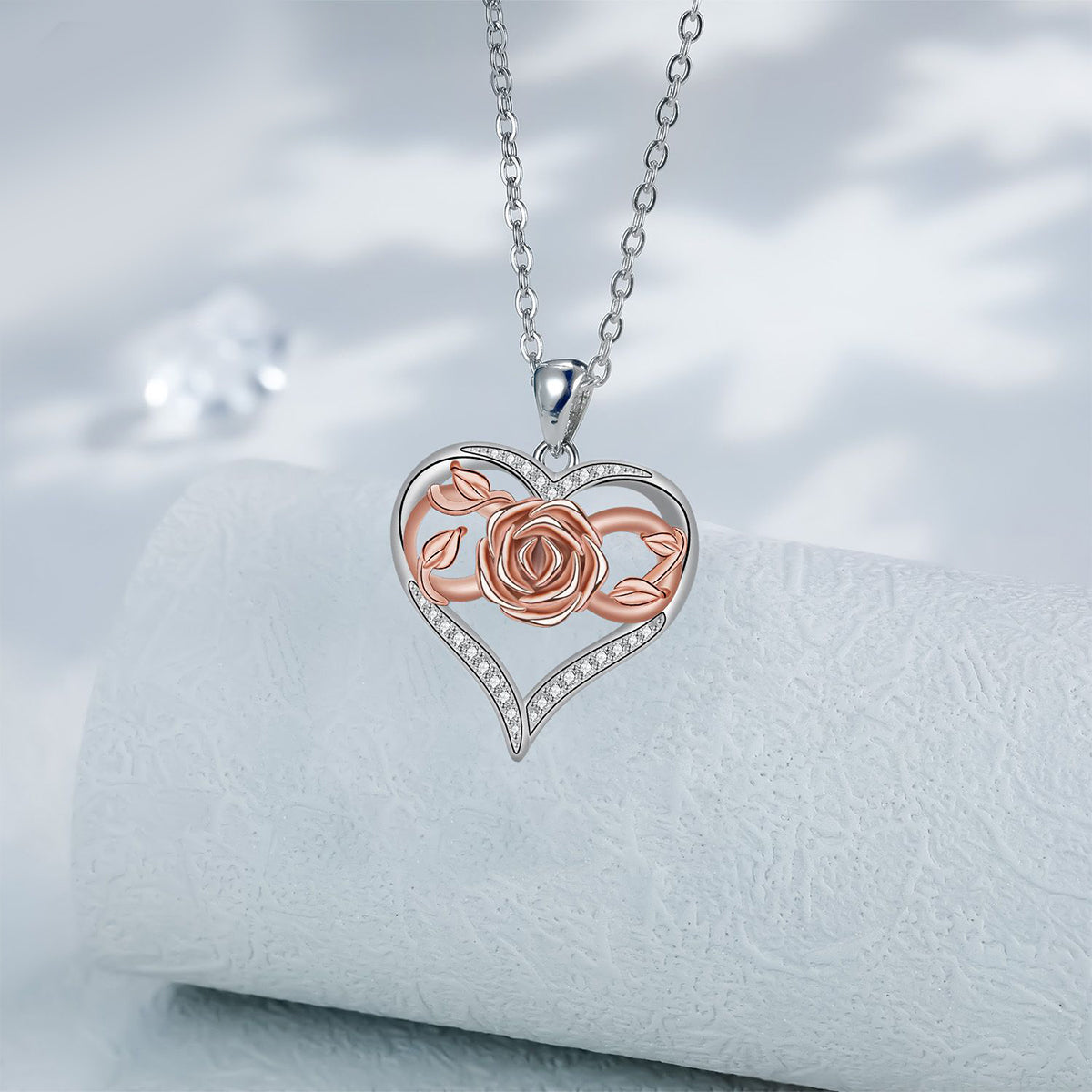 Copper With Silver/Rosegold Plated Heart Pendant Necklace