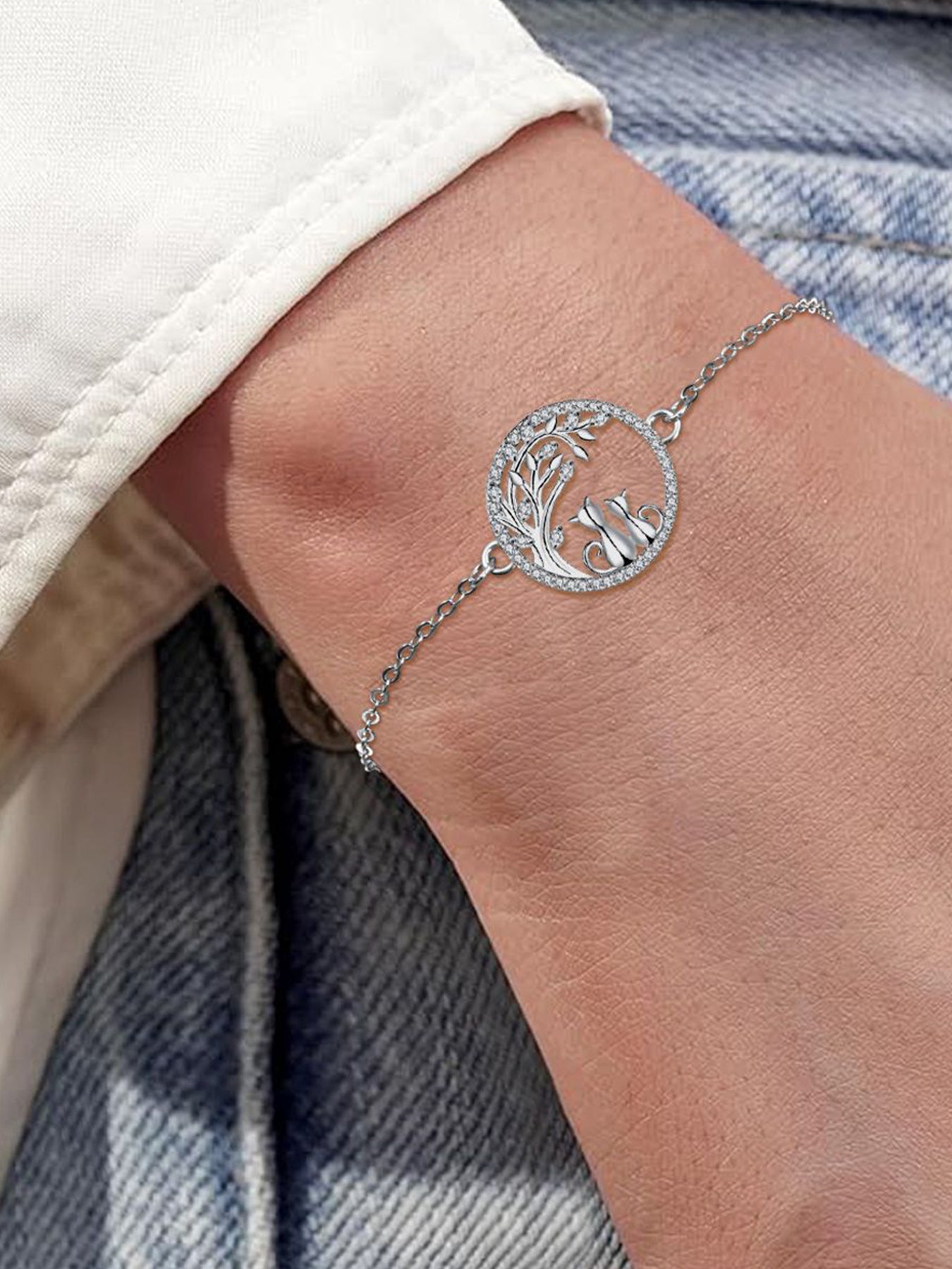 Cute Cat Design Bracelet, Fashionable Jewelry for Women & Girls, Trendy All-match & Exquisite Jewelry for Birthday Gift
