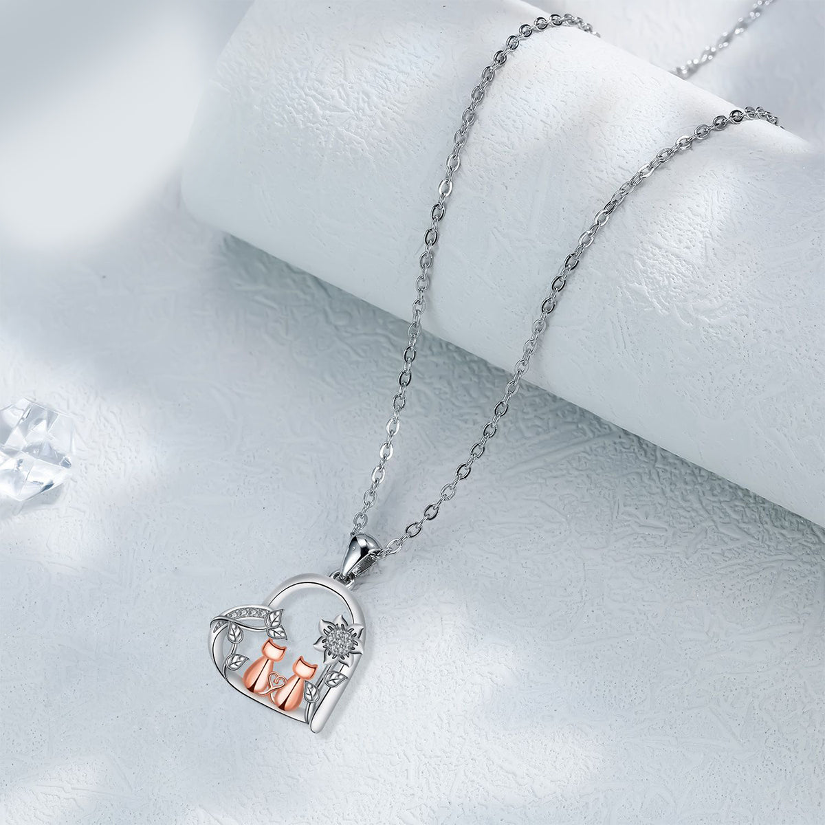 Copper With Silver/Rosegold Plated Heart Pendant Necklace