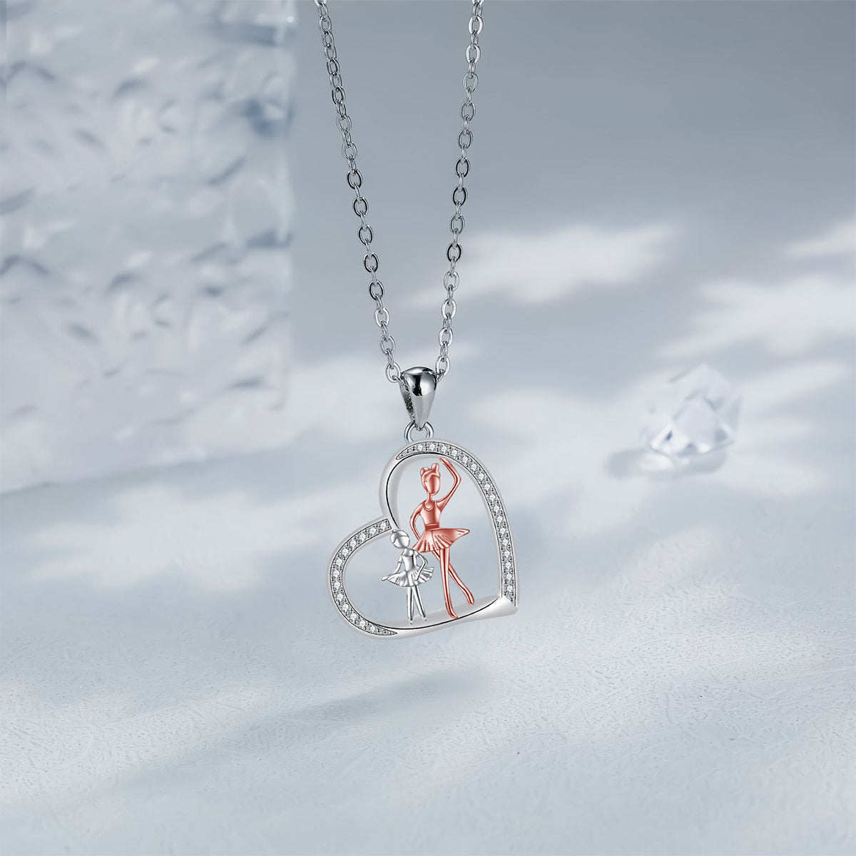 Copper With Silver/Rosegold Plated Heart Pendant Necklace