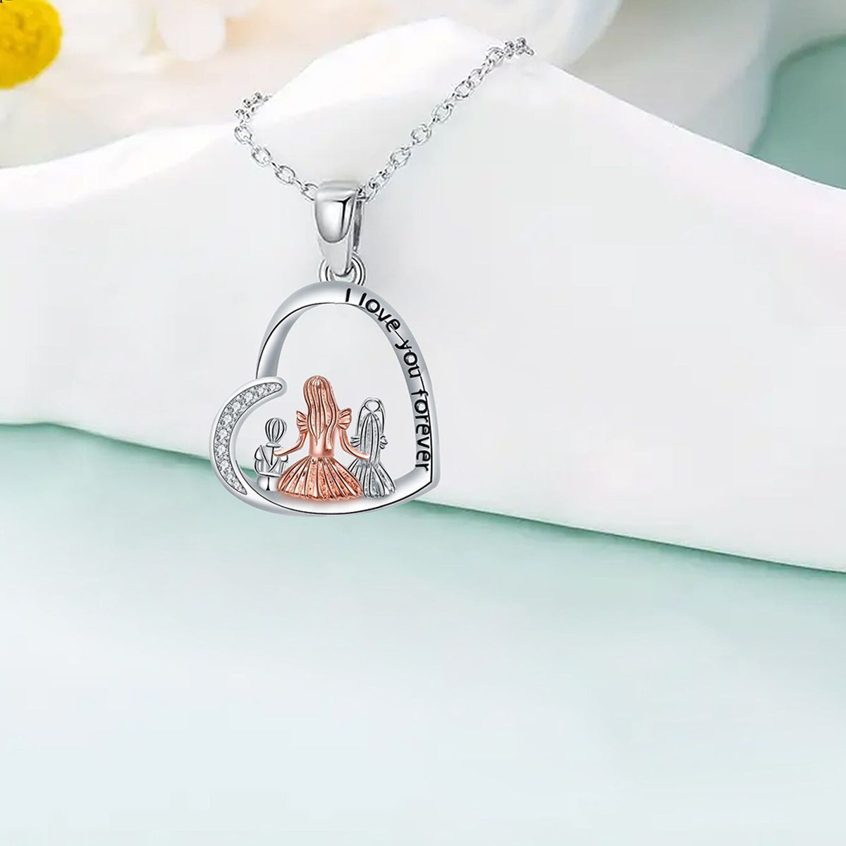 Copper With Silver/Rosegold Plated Heart Pendant Necklace