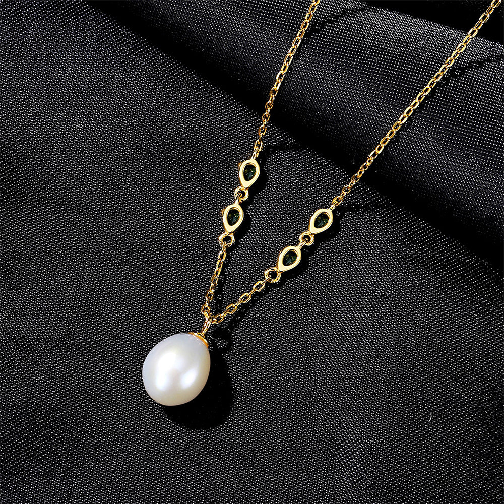 925 Sterling Silver Natural Pearl Drop Necklace Fashion Jewelry Gift for Women Girls
