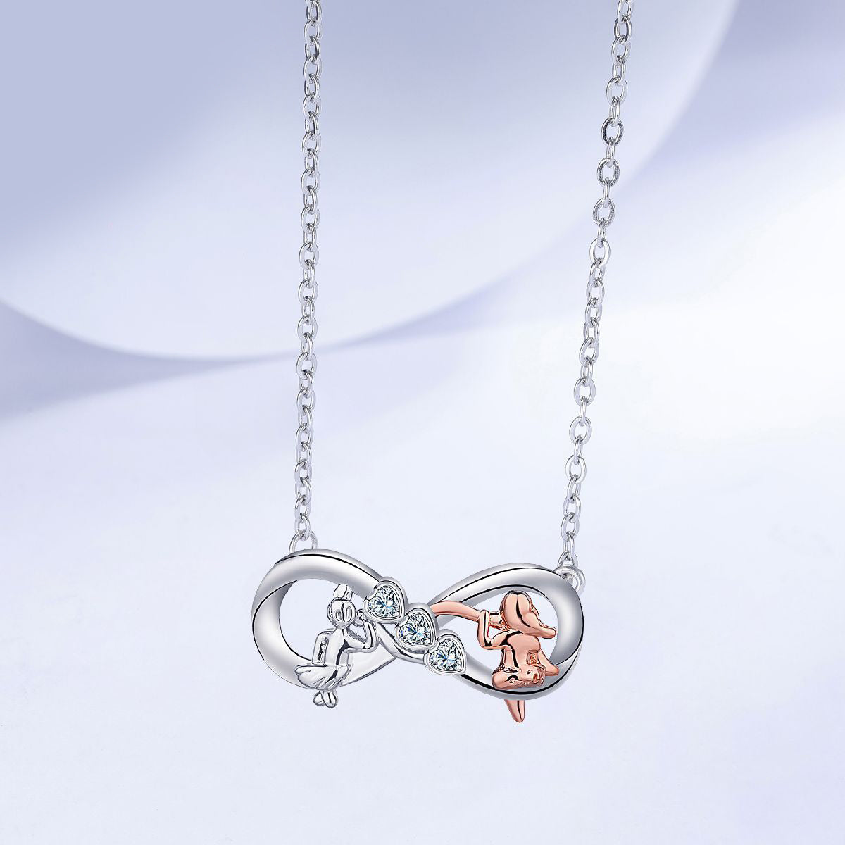Copper With Silver/Rosegold Plated Infinity Pendant Necklace for Women