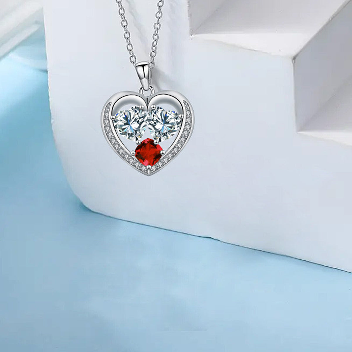 Copper With Silver Plated Heart Pendant Necklace