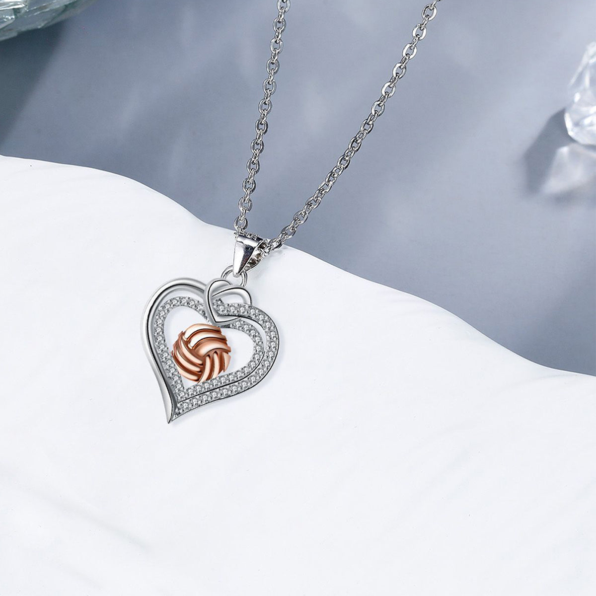 Copper With Silver/Rosegold Plated Heart Pendant Necklace