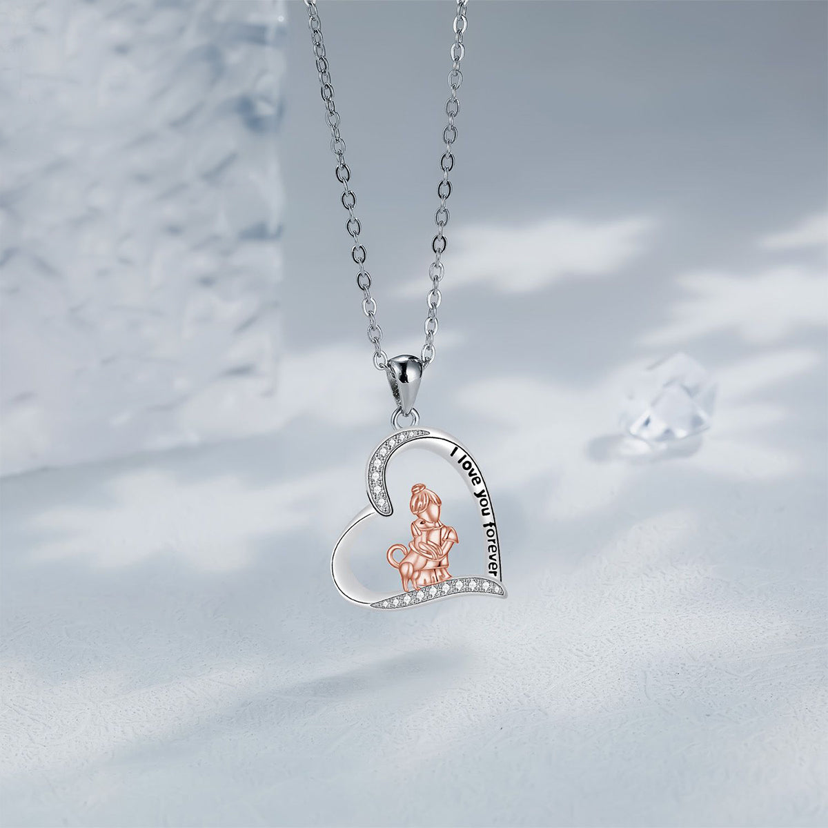 Copper With Silver Plated Heart Pendant Necklace