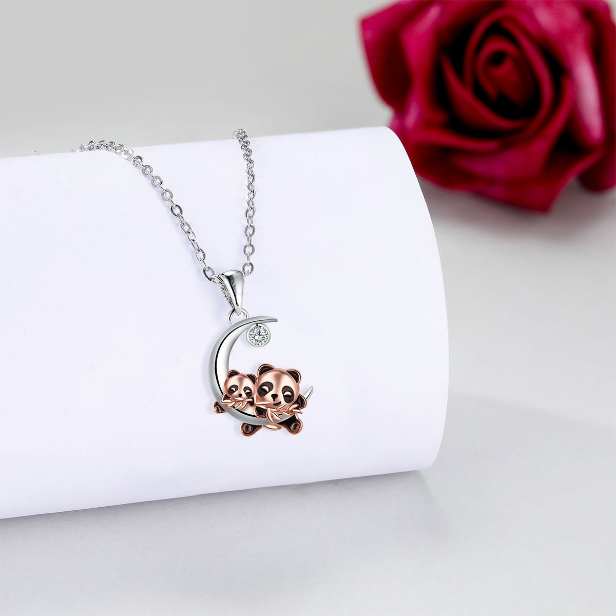 Copper With Silver/Rosegold Plated Pandas Pendant Necklace