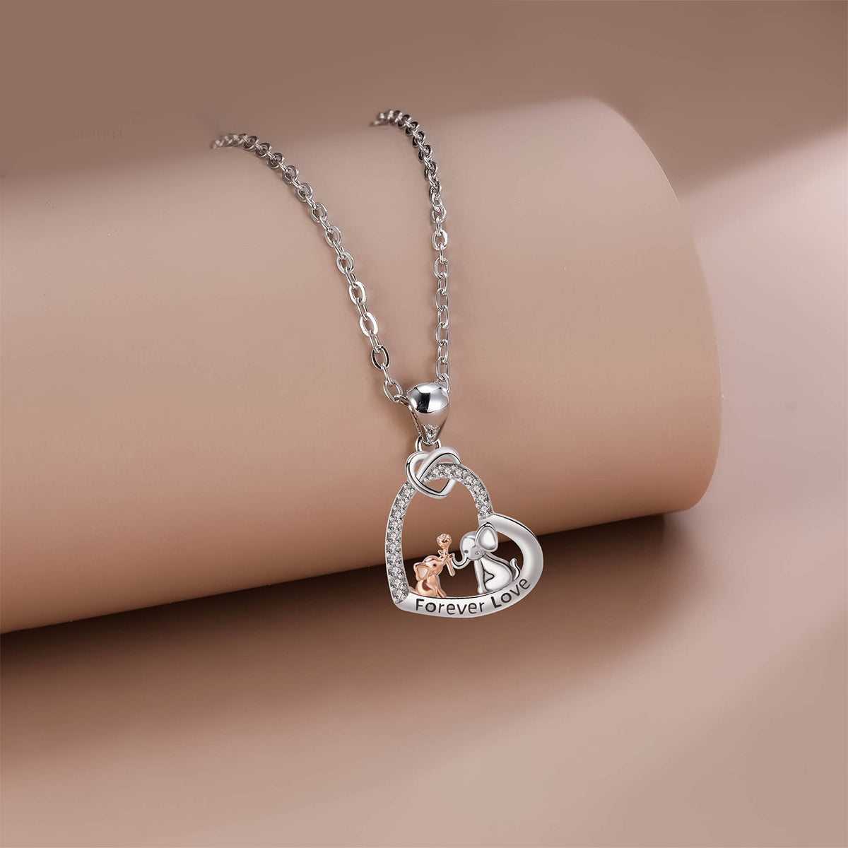 Copper With Silver/Rosegold Plated Heart Pendant Necklace