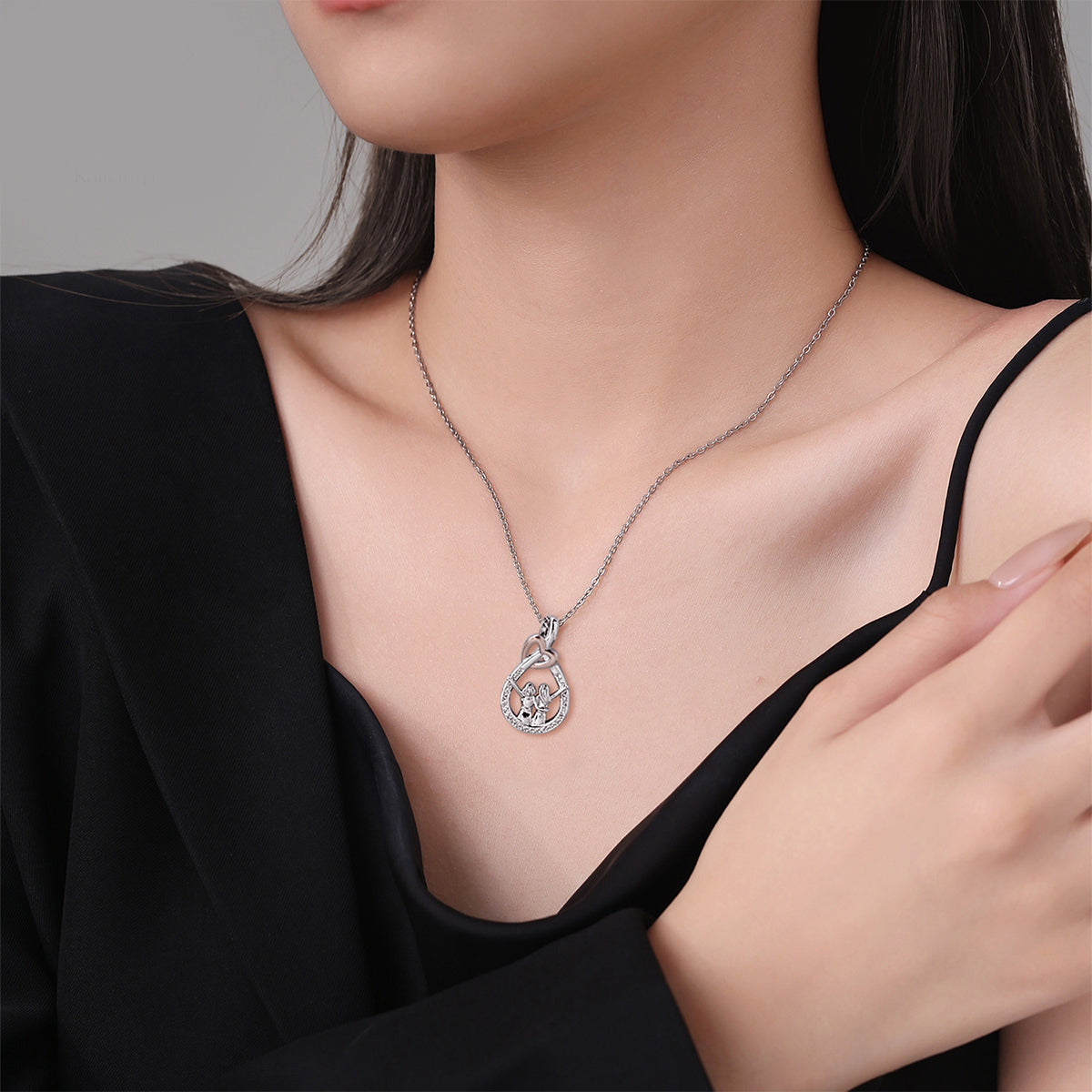 Copper With Silver Plated/Rosegold Sister Heart Pendant Necklace