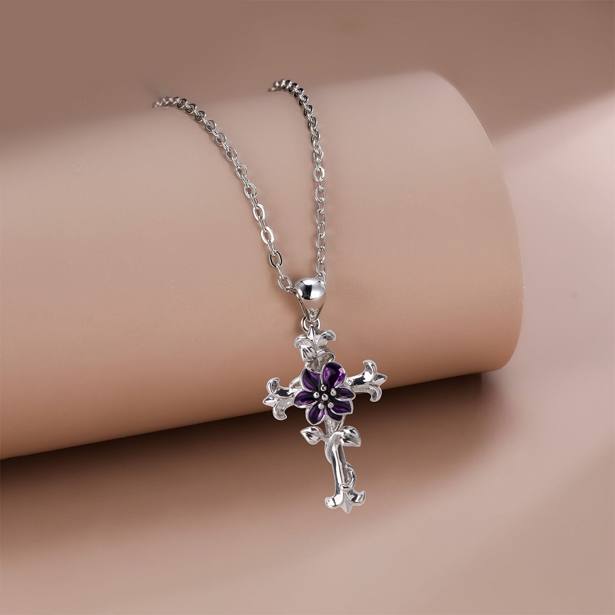 Copper With Silver Plated Cross Pendant Necklace