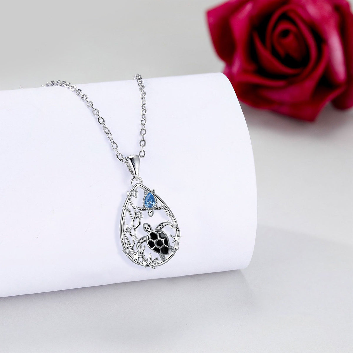 Copper With Silver Plated Turtles Pendant Necklace