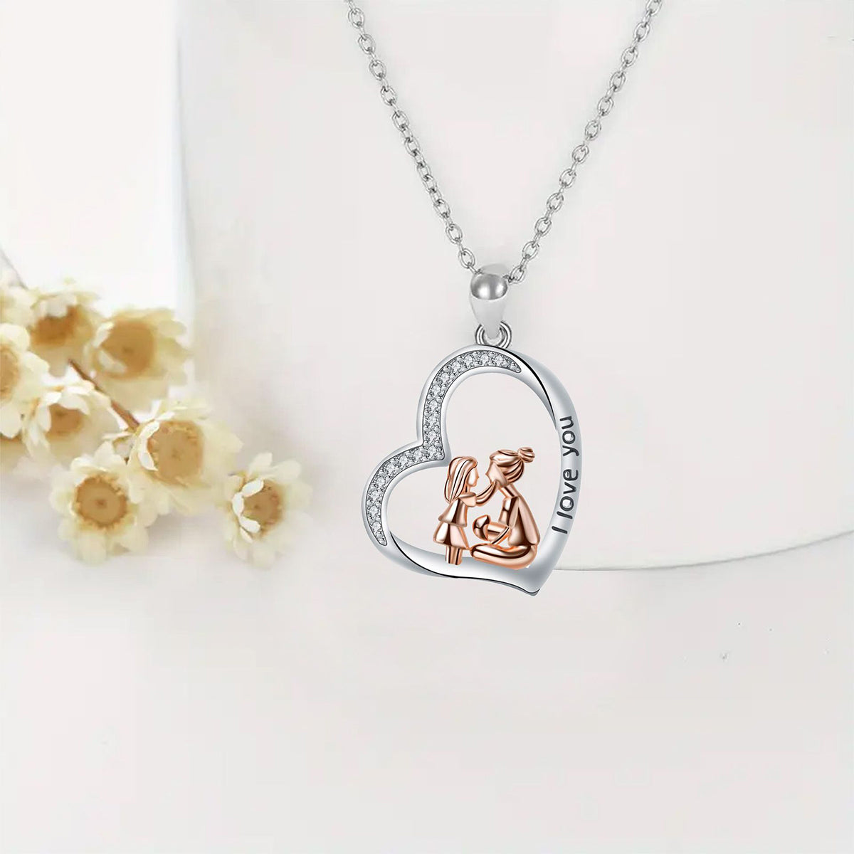 Copper With Silver/Rosegold Plated Heart Pendant Necklace