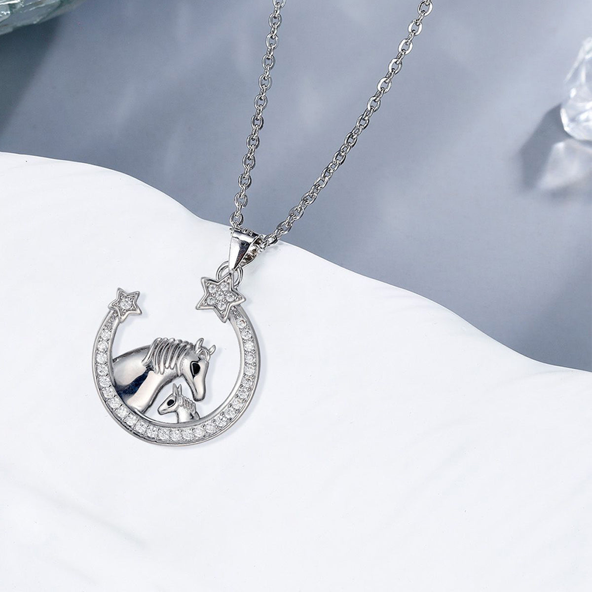 Copper With Silver Plated Star Unicorn Pendant Necklace