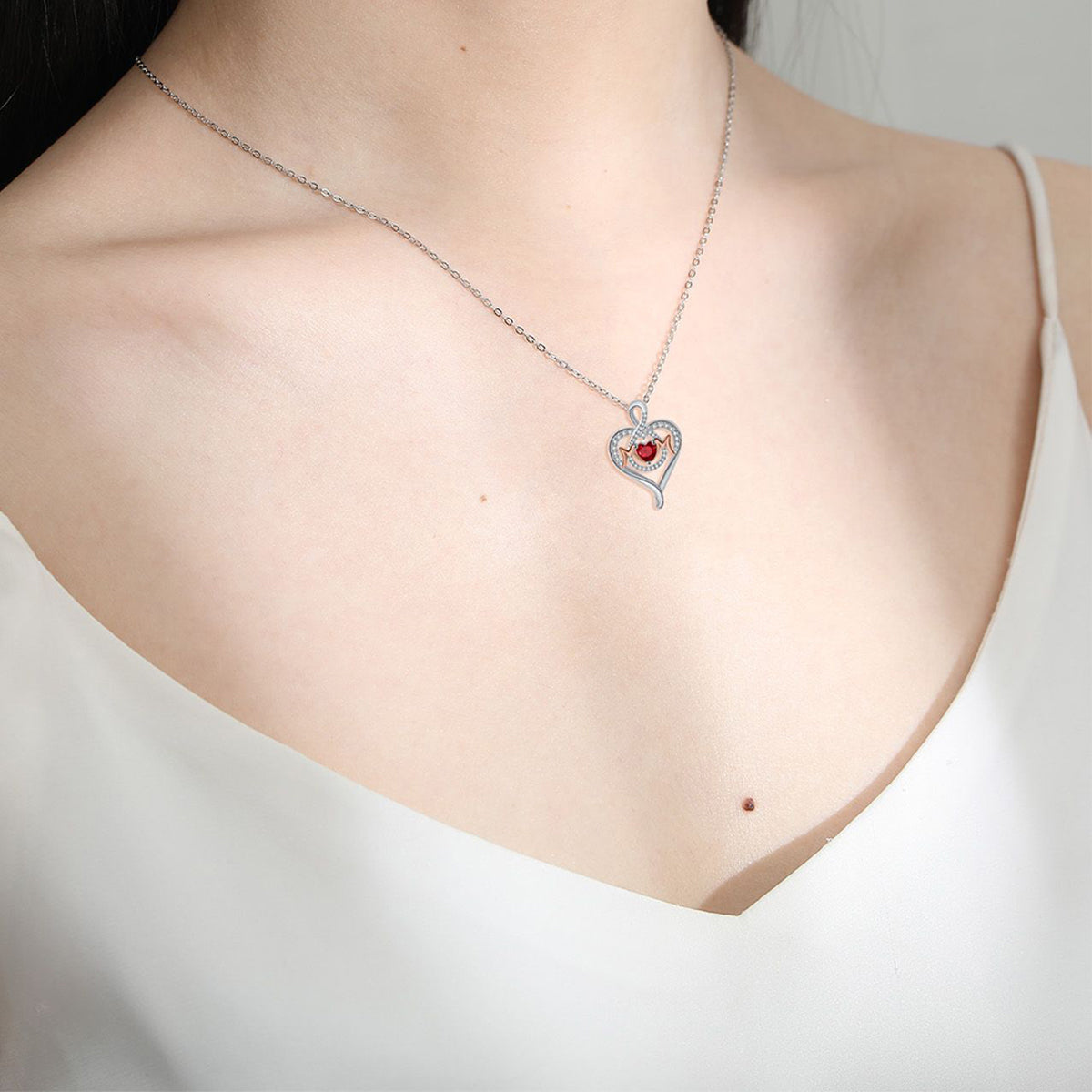 Copper With Silver/Rosegold Plated Heart Mom Pendant Necklace