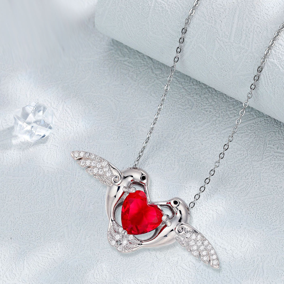 Copper With Silver Plated Heart Wings Pendant Necklace