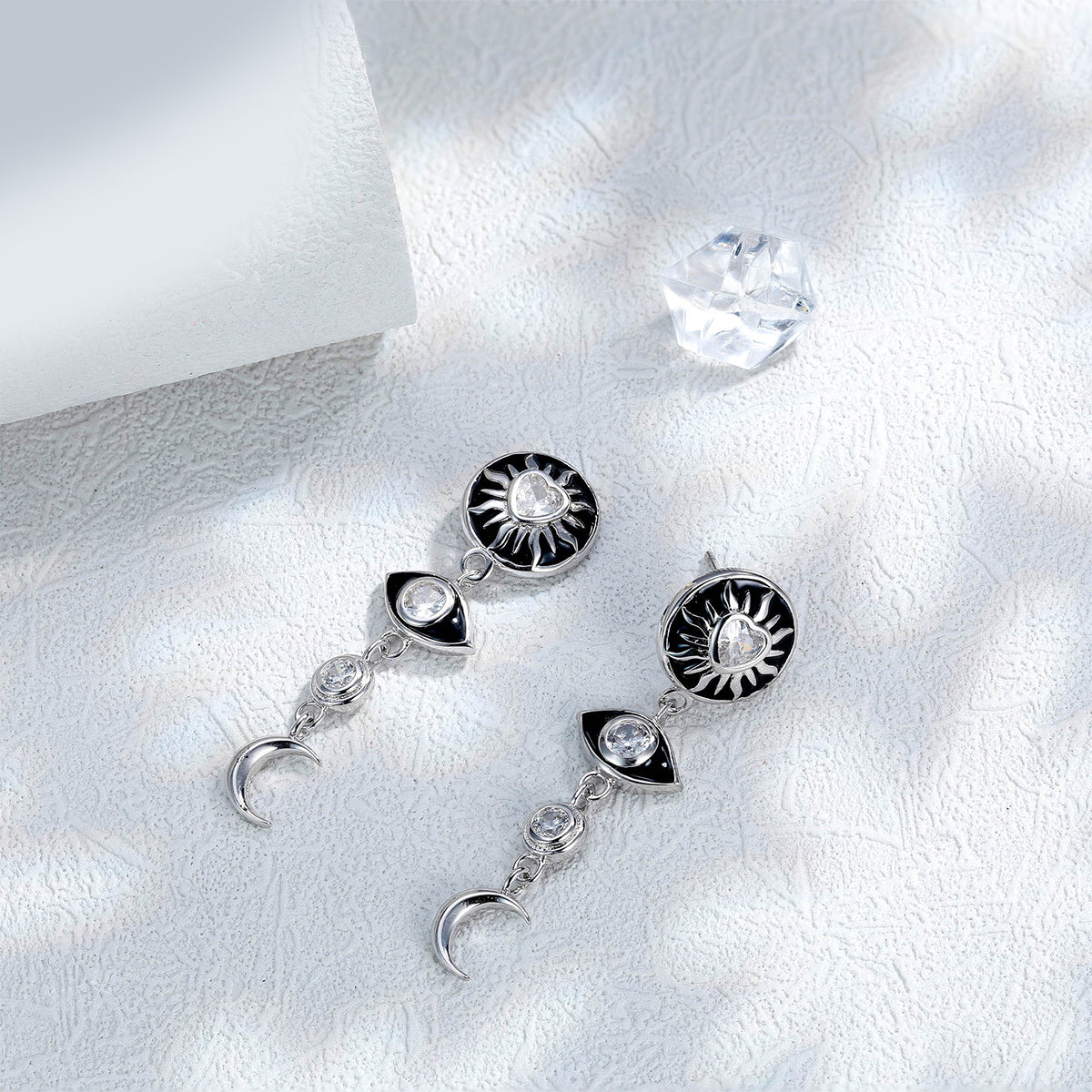 Copper With Silver Plated Fashion Jewelry Moon Star Long Earrings