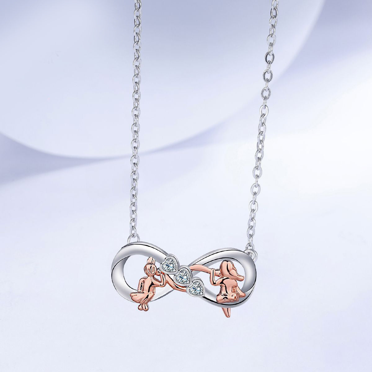 Copper With Silver/Rosegold Plated Infinity Pendant Necklace for Women
