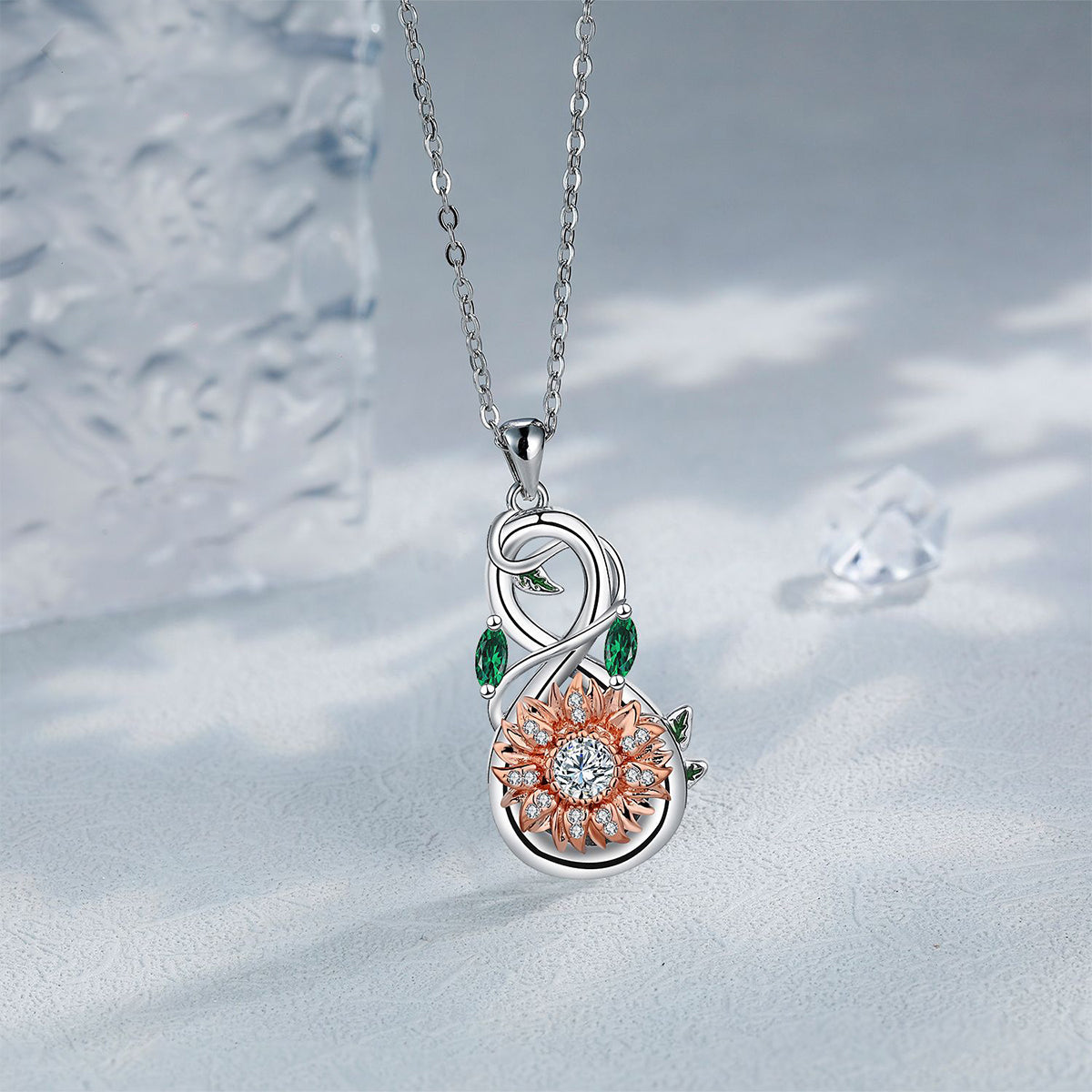 Copper With Silver/Rosegold Plated Infinity Flower Pendant Necklace