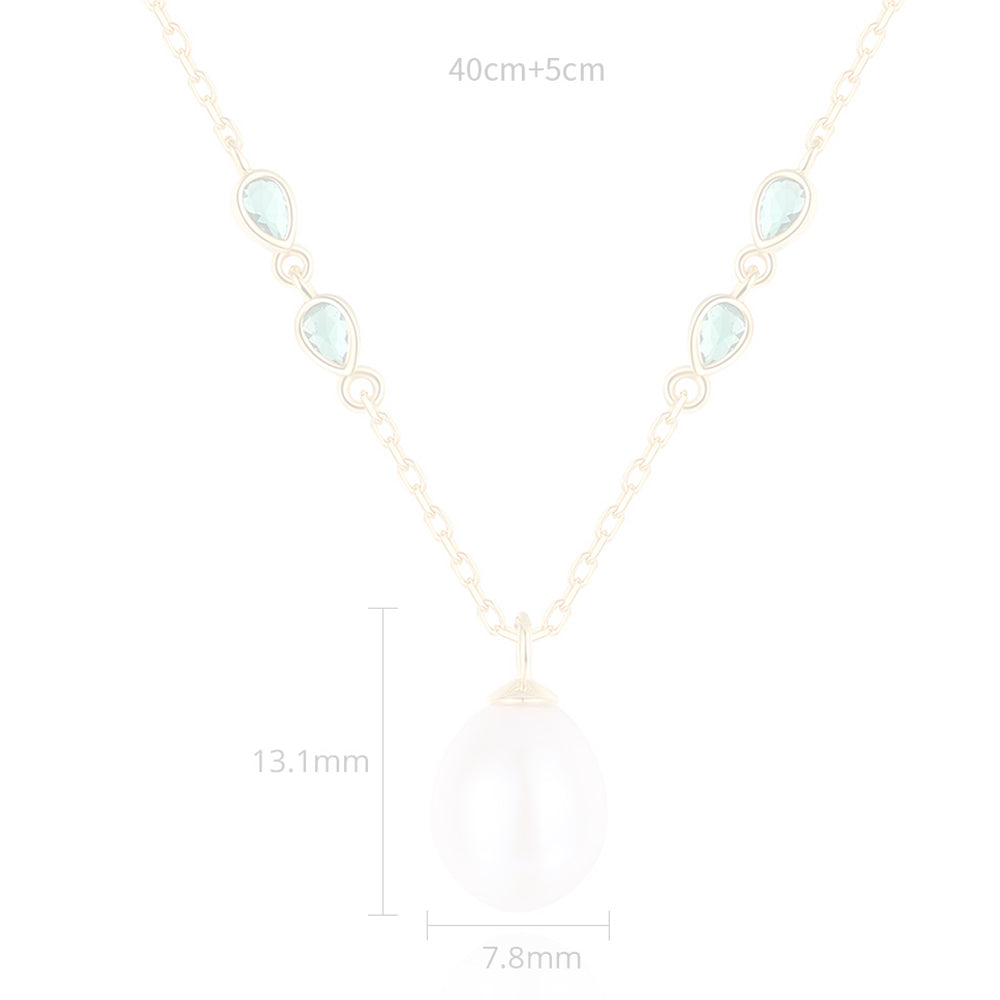 925 Sterling Silver Natural Pearl Drop Necklace Fashion Jewelry Gift for Women Girls