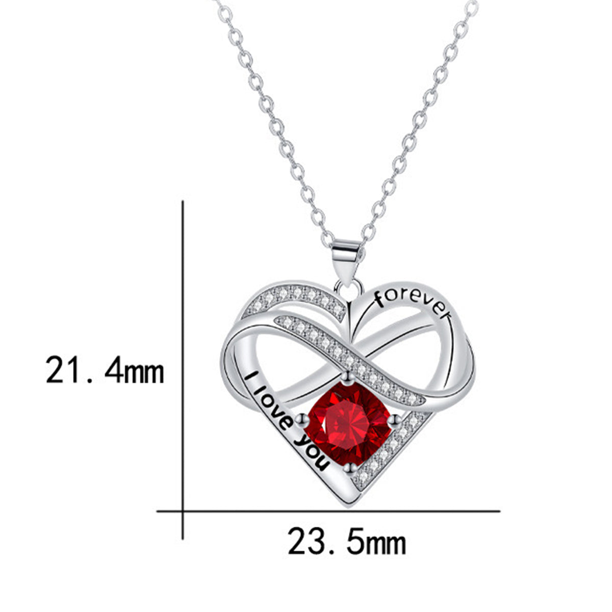 Copper With Silver Plated Heart Infinity Pendant Necklace