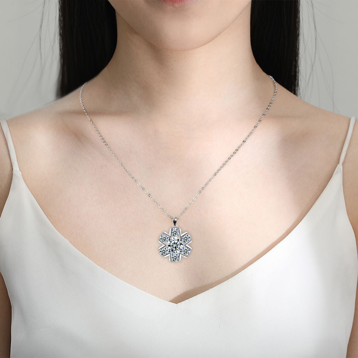 Copper With Silver Plated Snowflake Pendant Necklace
