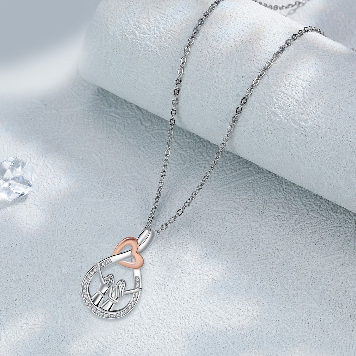 Copper With Silver Plated/Rosegold Sister Heart Pendant Necklace