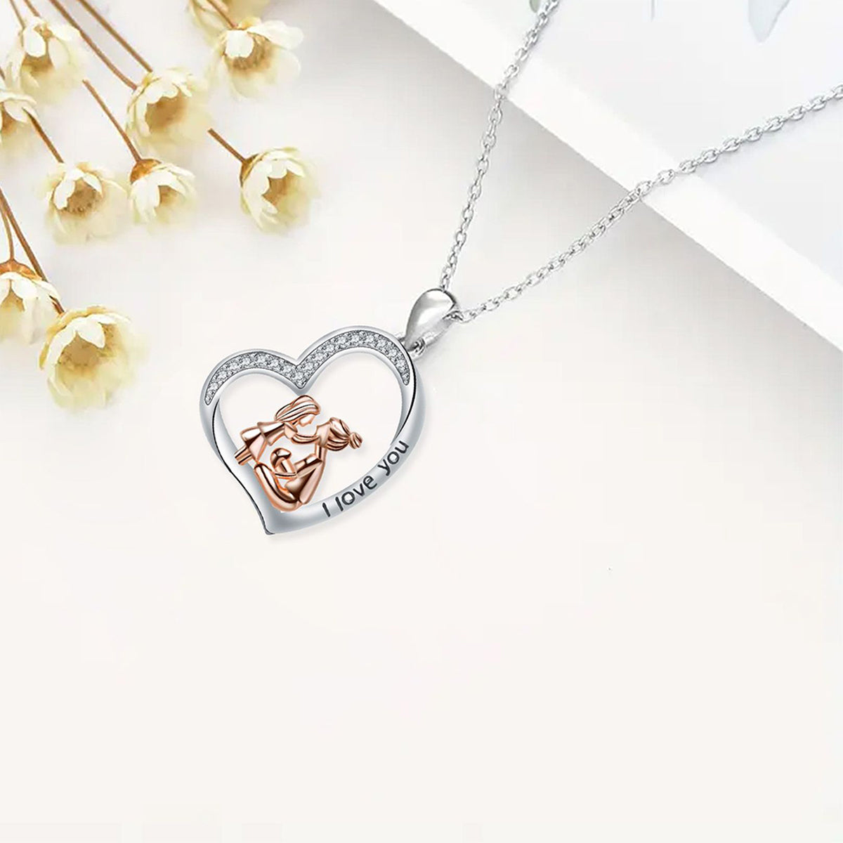 Copper With Silver/Rosegold Plated Heart Pendant Necklace