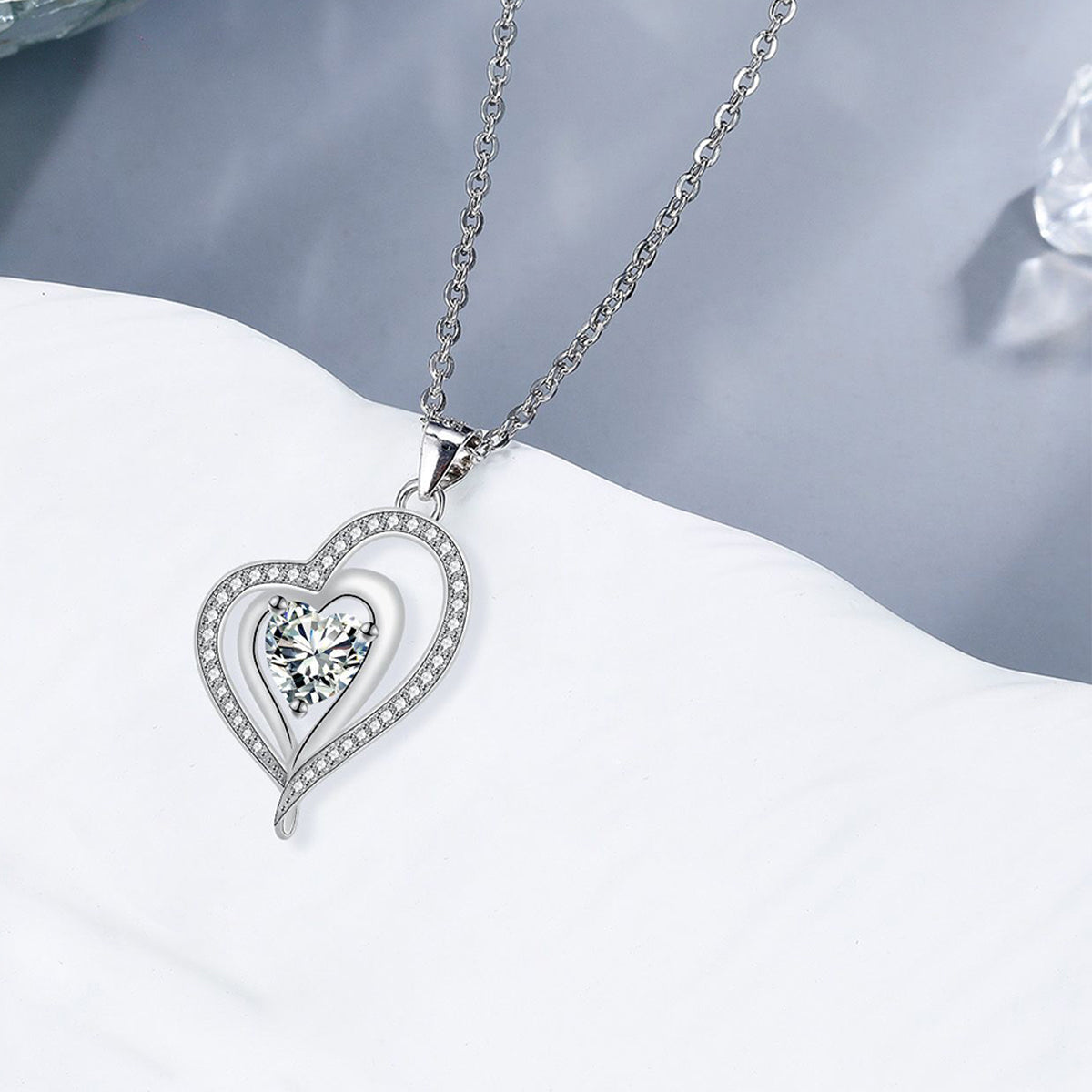 Copper With Silver Plated Heart Butterfly Pendant Necklace