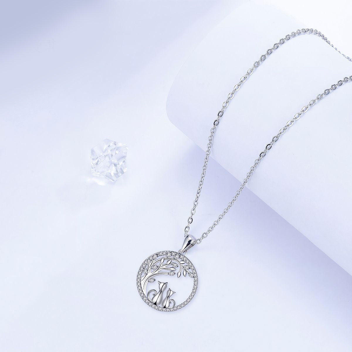 Copper With Silver Plated Cats Pendant Necklace for Women