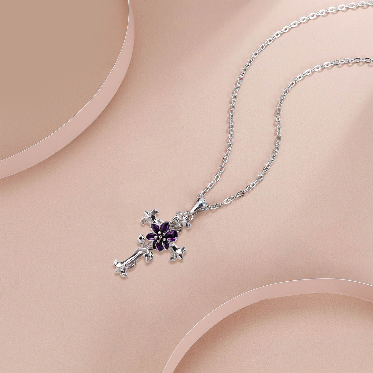Copper With Silver Plated Cross Pendant Necklace
