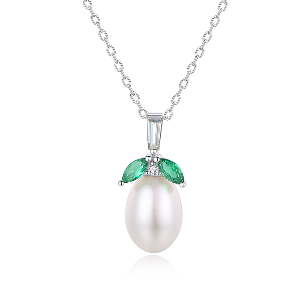 925 Sterling Silver Natural Pearl Drop Necklace Fashion Jewelry Gift for Women Girls