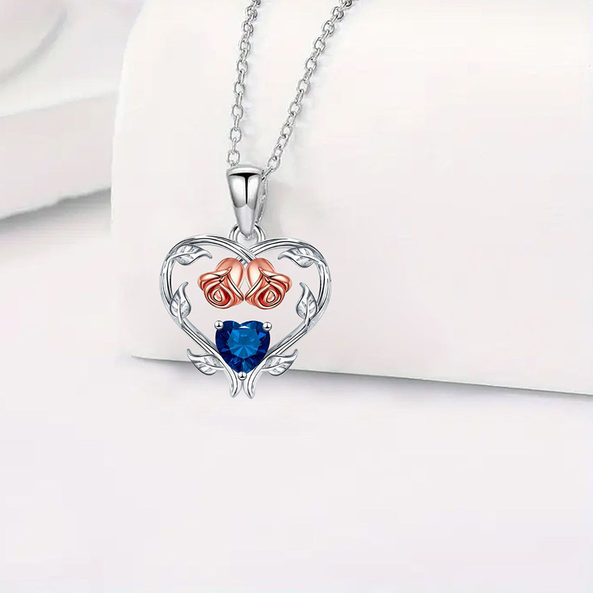 Copper With Silver/Rosegold Plated Heart Pendant Necklace
