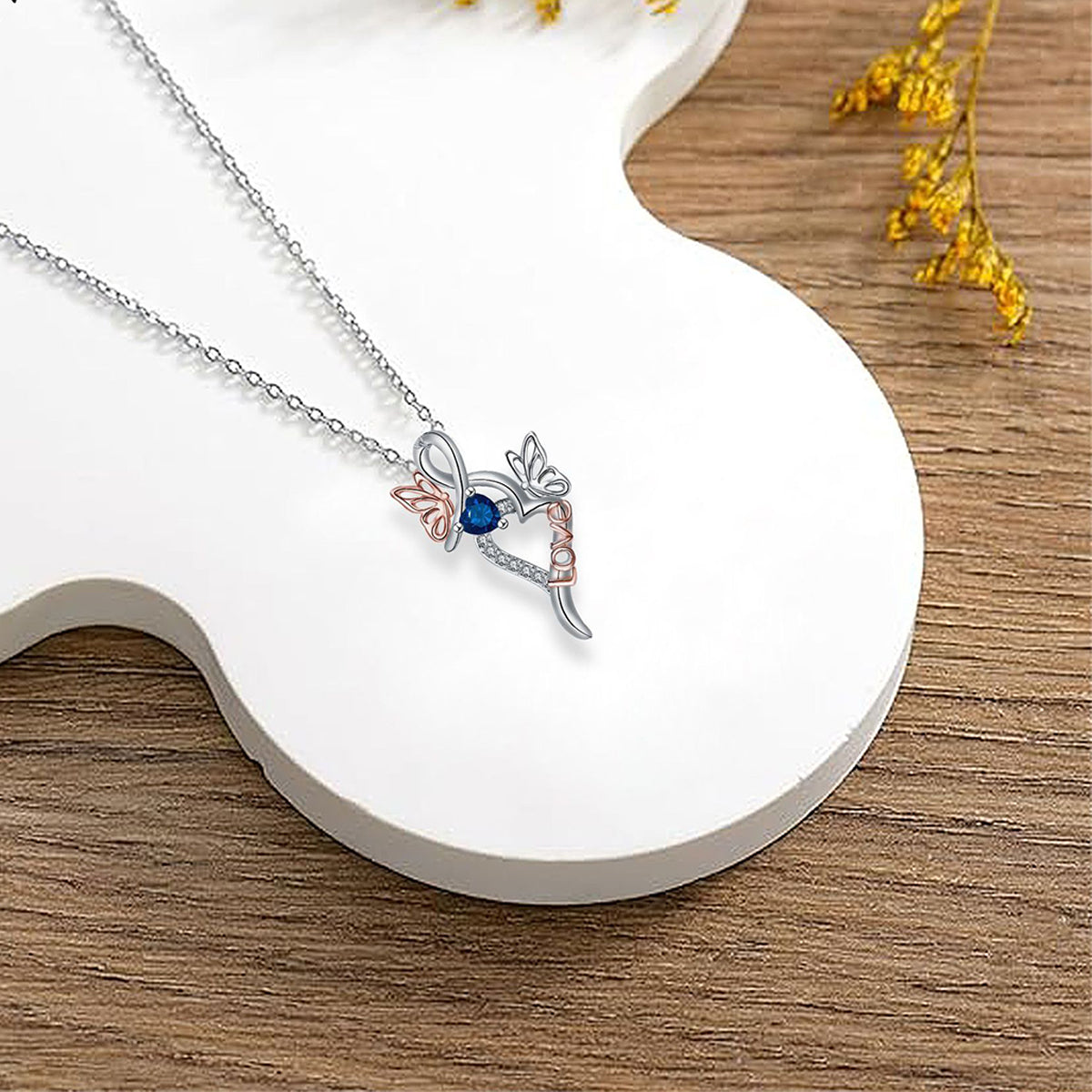 Copper With Silver/Rosegold Plated Butterfly Pendant Necklace