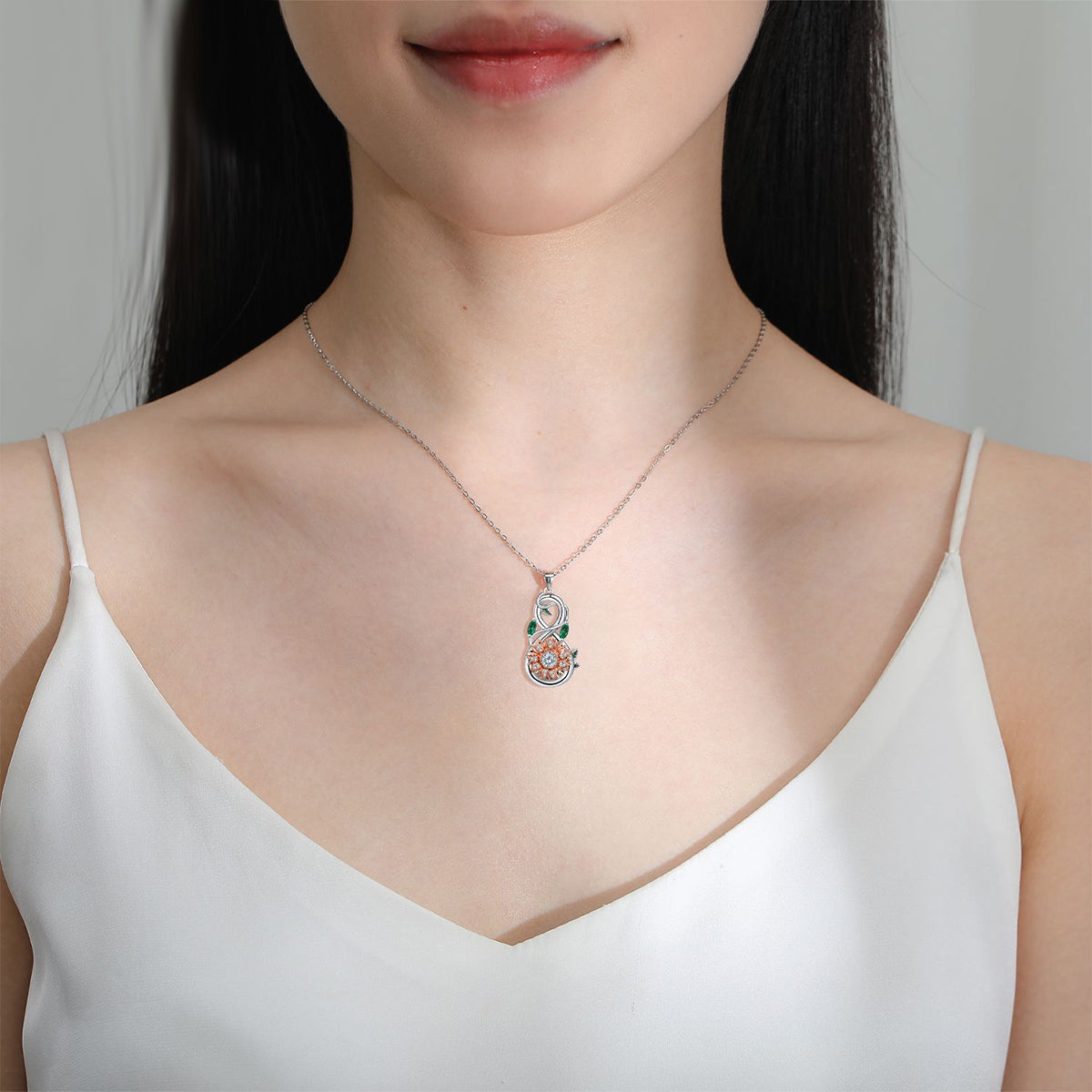 Copper With Silver/Rosegold Plated Infinity Flower Pendant Necklace