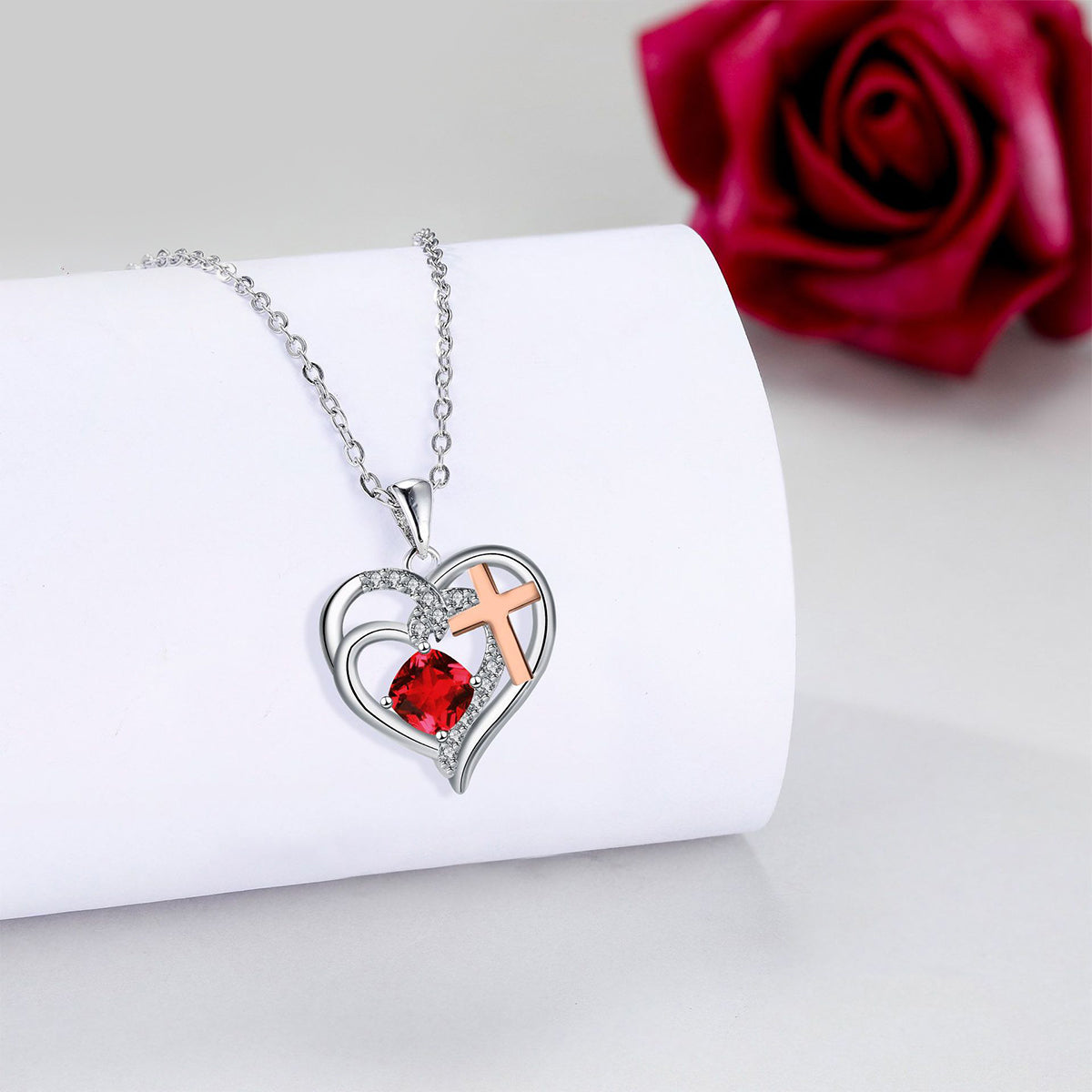 Copper With Silver/Rosegold Plated Heart Pendant Necklace