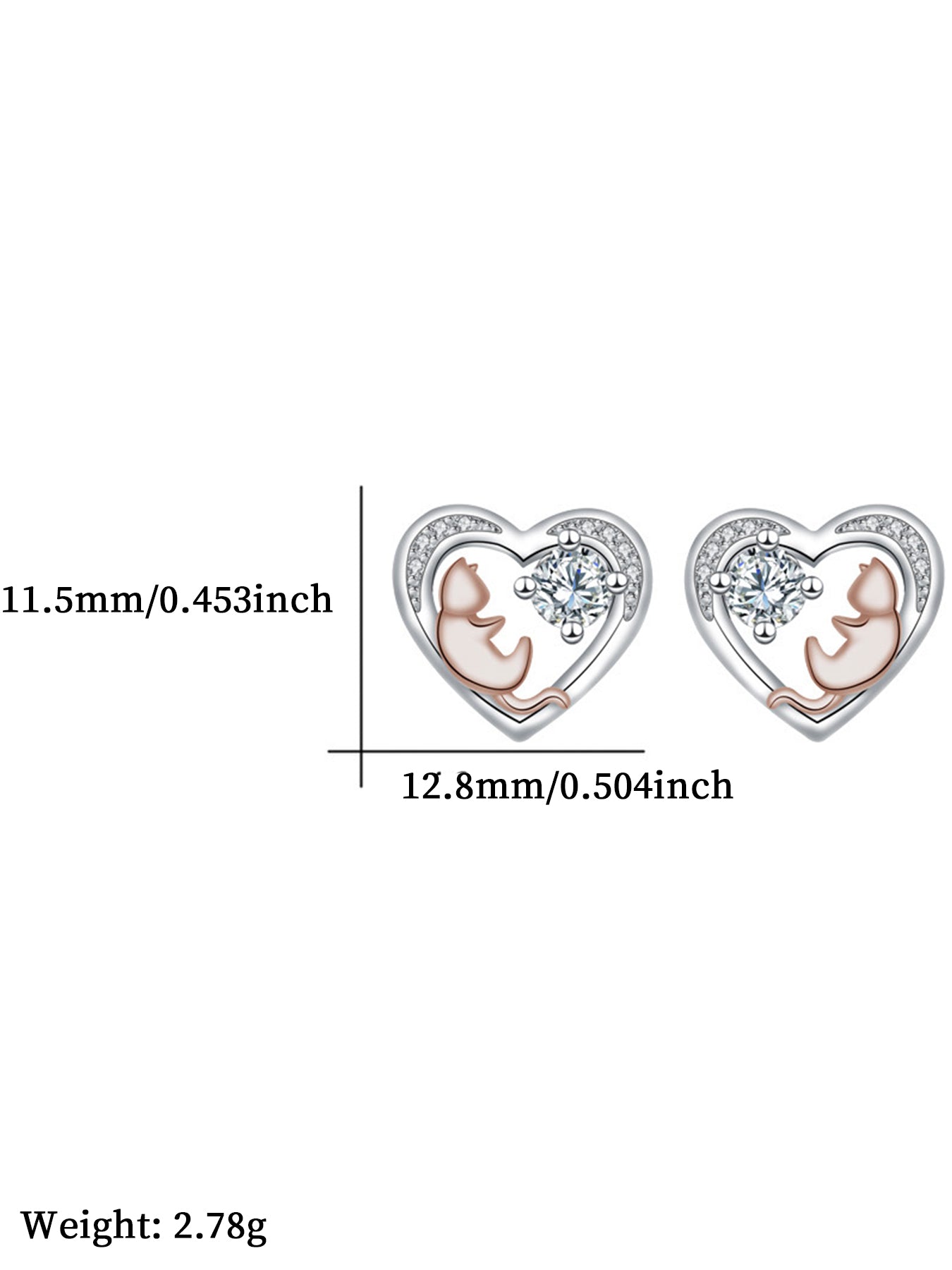 Cute Cat & Heart Design Earrings, Earrings for Women & Girls, Fashion Jewelry for Party, Daily Decor, Trendy All-match & Exquisite Jewelry for Birthday Gift