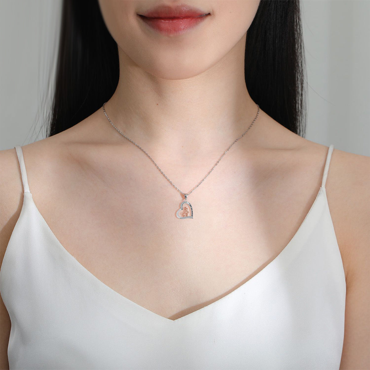 Copper With Silver Plated Heart Pendant Necklace