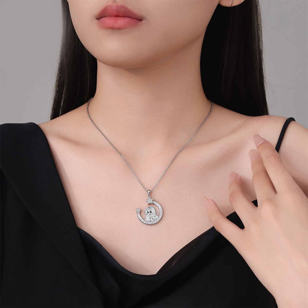 Copper With Silver Plated Girl Stars Pendant Necklace
