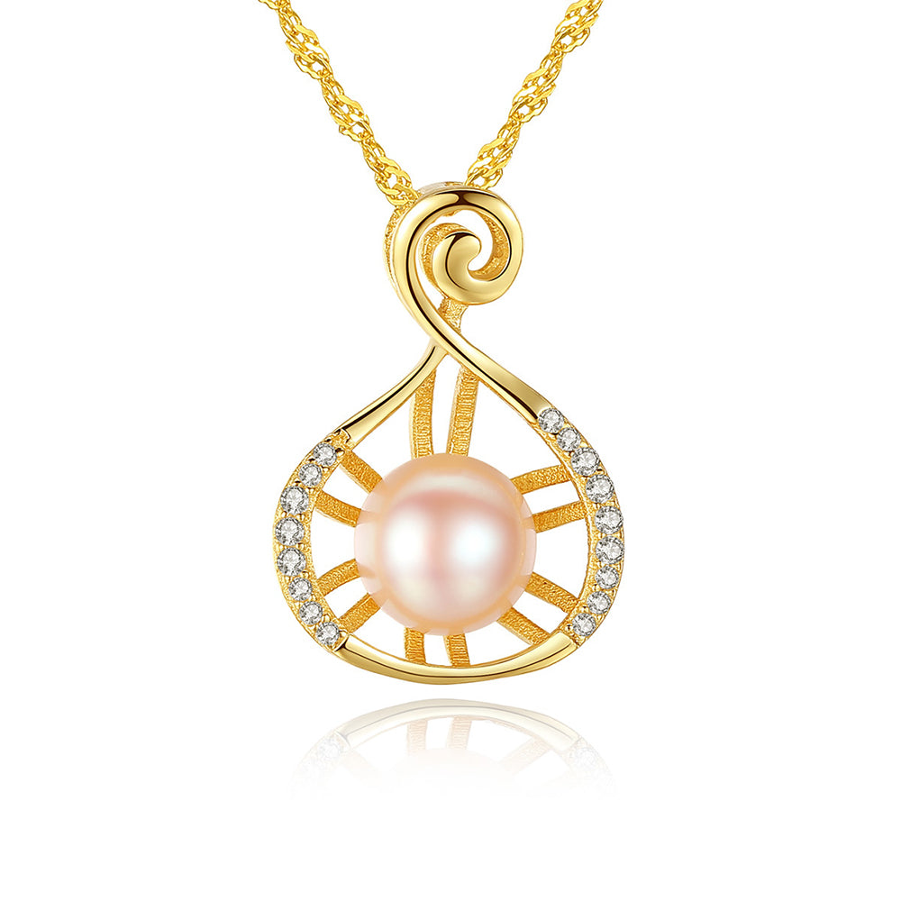 925 Sterling Silver Natural Pearl Drop Necklace Fashion Jewelry Gift for Women Girls