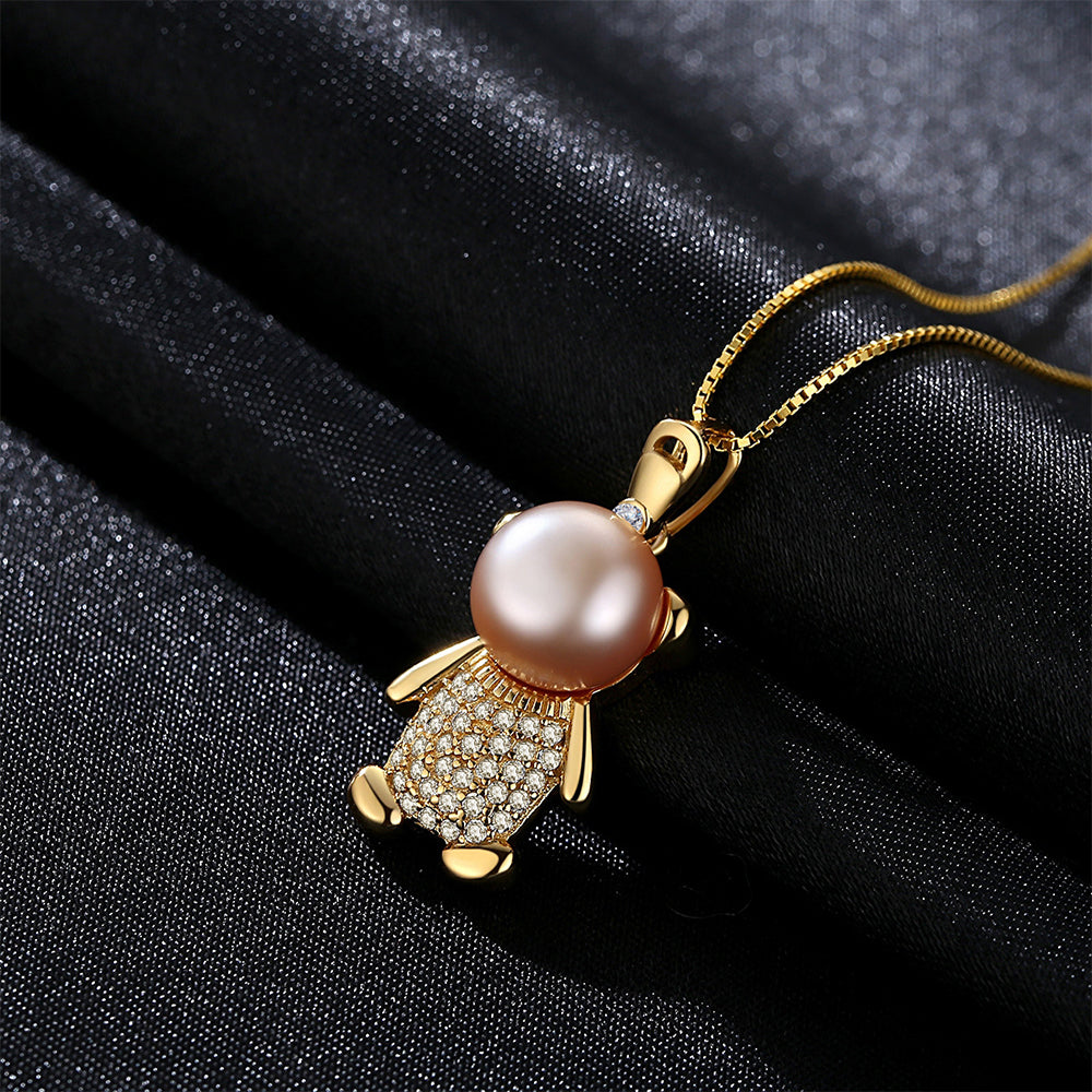 925 Sterling Silver Natural Pearl Drop Necklace Fashion Jewelry Gift for Women Girls