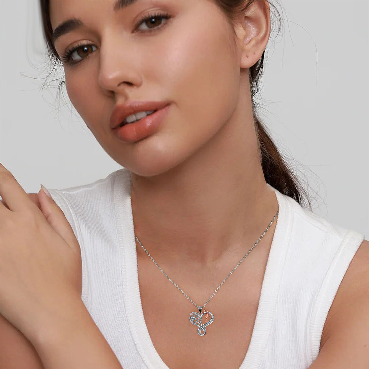 Copper With Silver/Rosegold Plated Heart Pendant Necklace